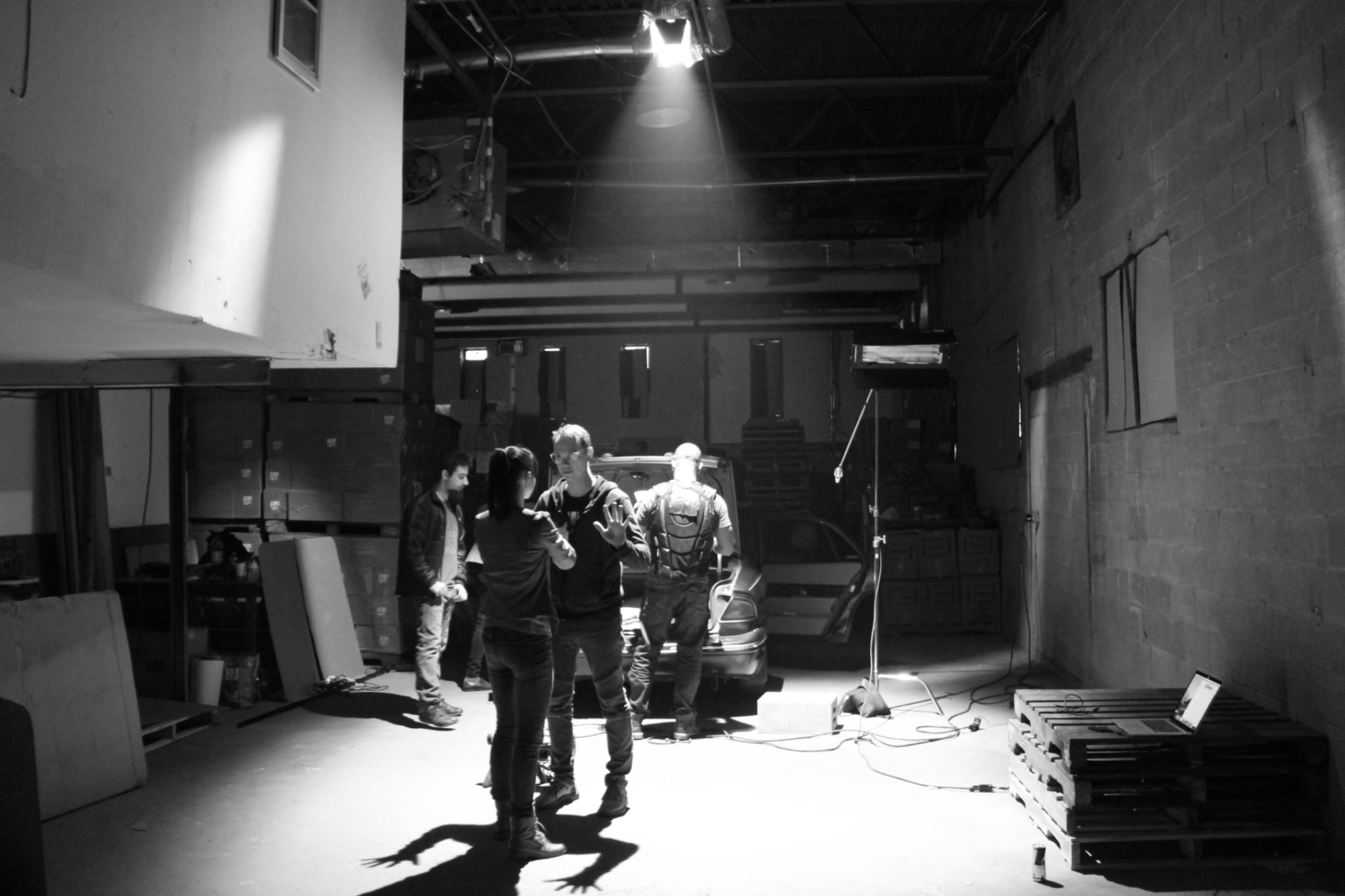 The production crew at work